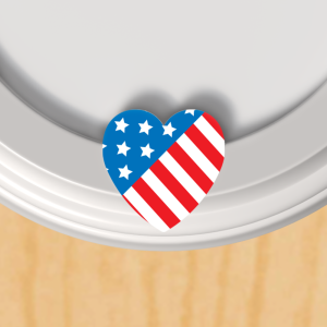 Heart-Shaped Caps - USA Flag